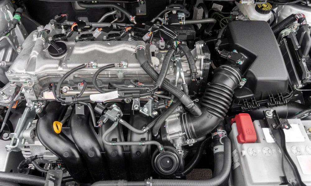 Looking under the bonnet at a clean automotive engine