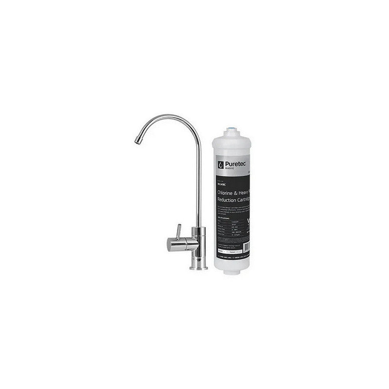 Bench top water filter tap with replacement water filter cartridge
