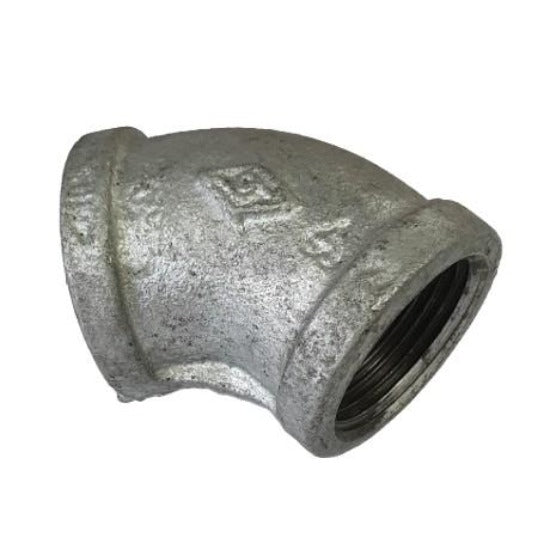 Galvanised 45 degree female female elbow fitting