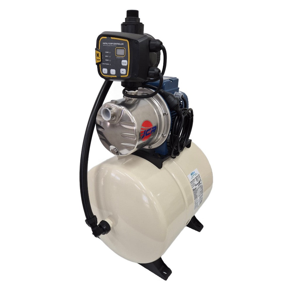 Front view of Allflow AJP1A/2A-60 pump with 60L pressure tank