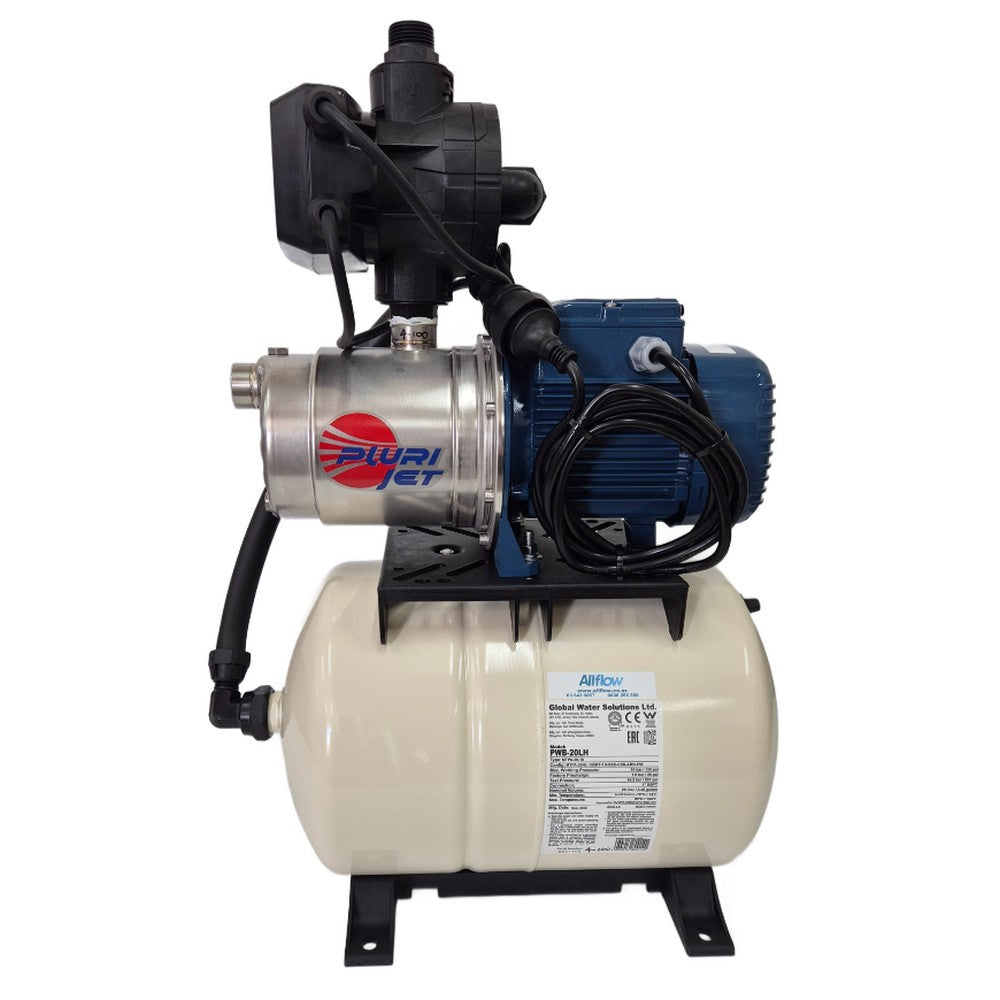 Right side view of Allflow AJP4100 Jet Pump with 20L pressure tank