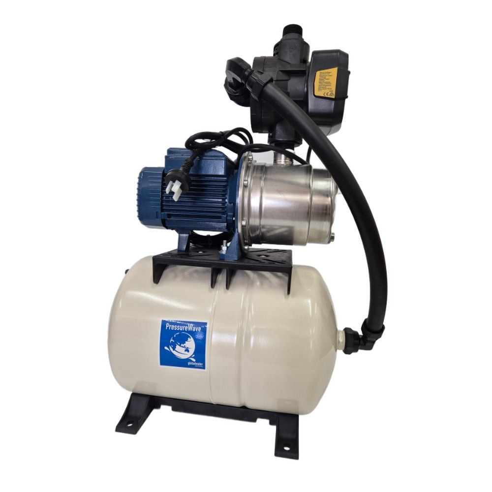 Left side view of Allflow AJP1A/2A-20 Jet pump with 20L pressure tank