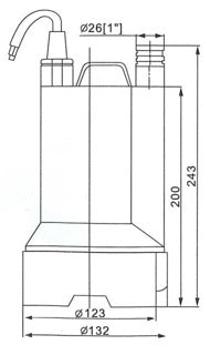 Areta DSUB pump diagram showing measurements of pump