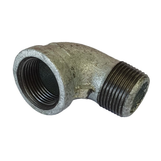 Galvanised steel male/female threaded 90 degree elbow fitting