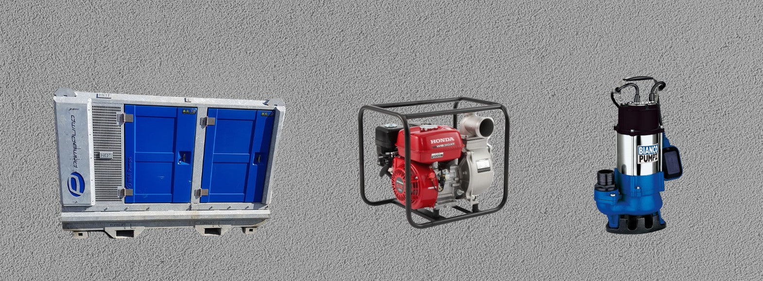 Hire pumps on grey background