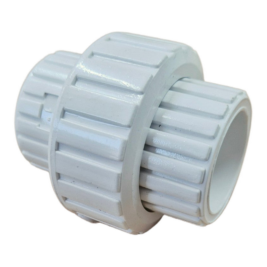 White PVC barrel union fitting