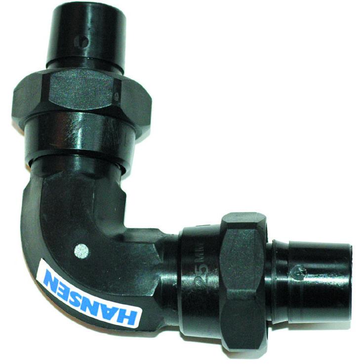 Hansen 90deg bend fitting with pipe fittings on both ends