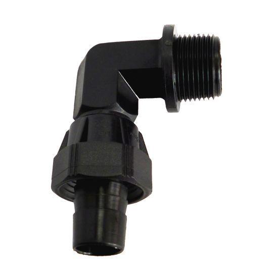 Hansen 90deg bend fitting with male thread on one end and pipe fitting on other end
