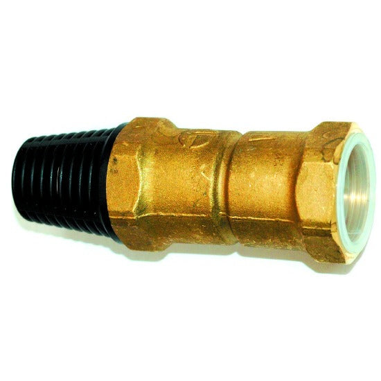 Brass foot valve fitting with plastic screen