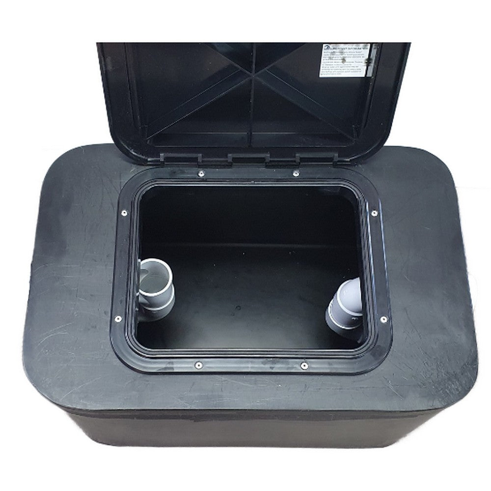 Inside view of 75 litre black grease trap