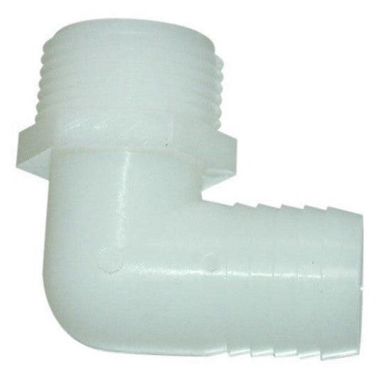 Reinforced nylon 90 degree male hosetail elbow fitting