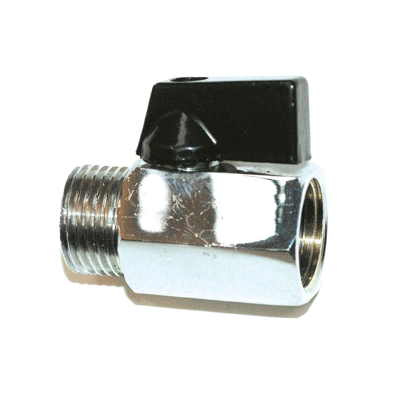 Male/female threaded nickel plated brass ball valve with black handle