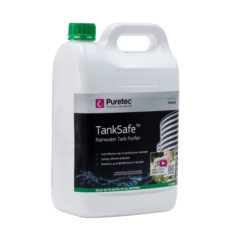 5L container of Puretec TankSafe rainwater tank purifier