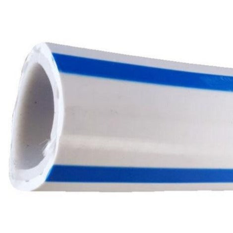 White PVC with blue stripes cold washdown hose