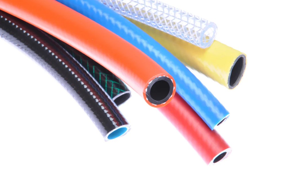 Rubber and PVC hoses in a variety of colours