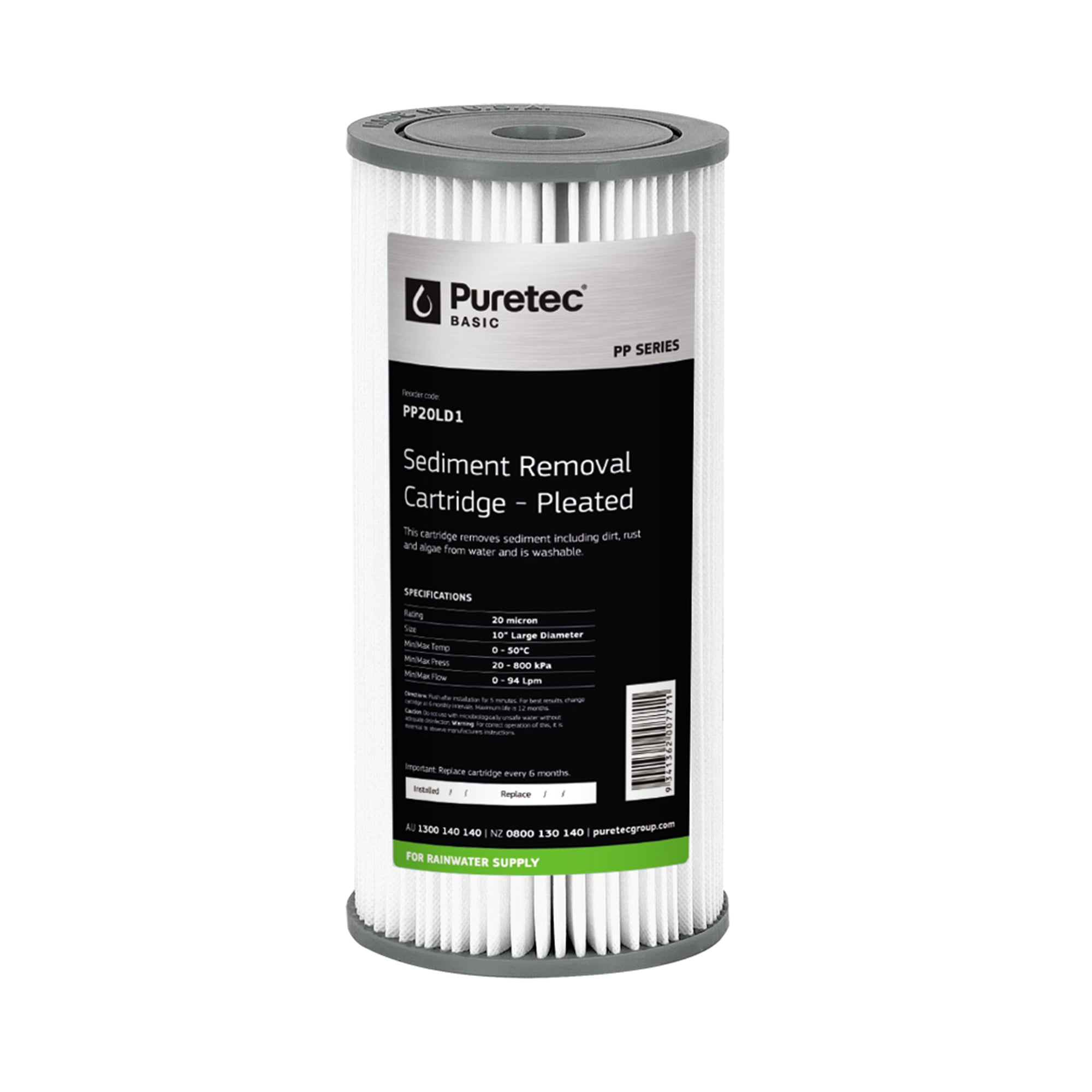 Puretec 10 inch jumbo polypleated sediment removal water filter cartridge