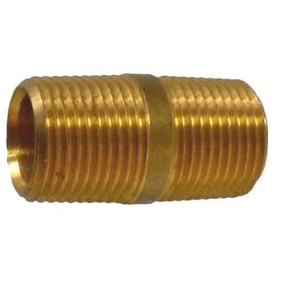 Brass barrel nipple fitting with BSPT threads