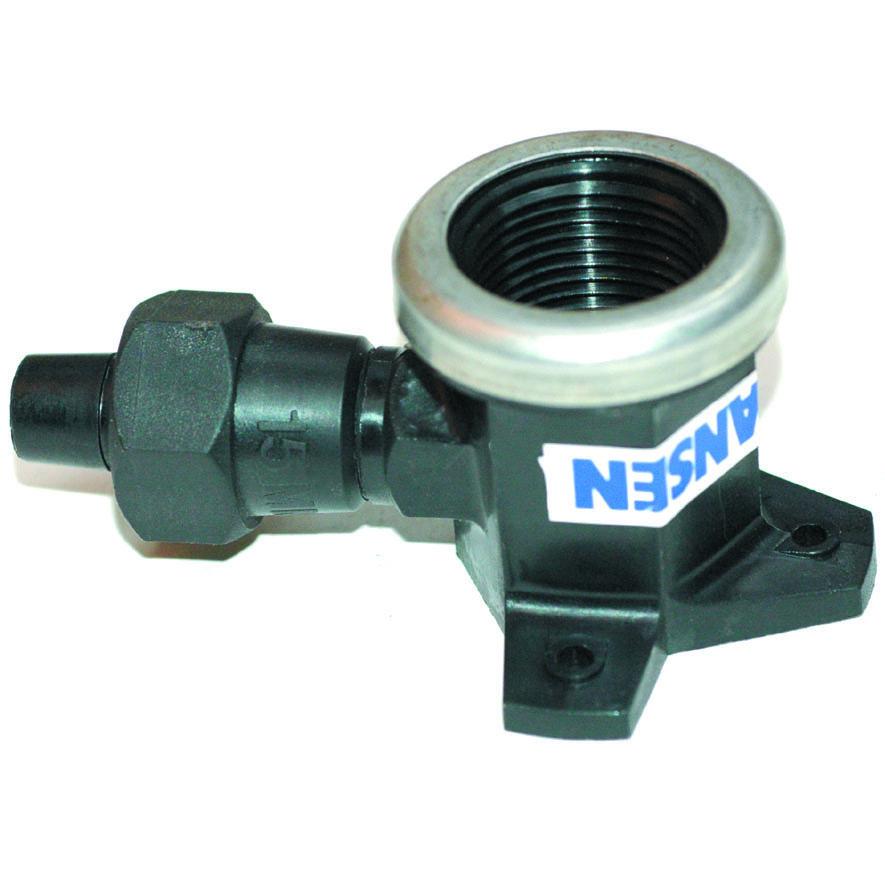 Hansen bracket elbow fitting with female thread on one end and pipe fitting on the other