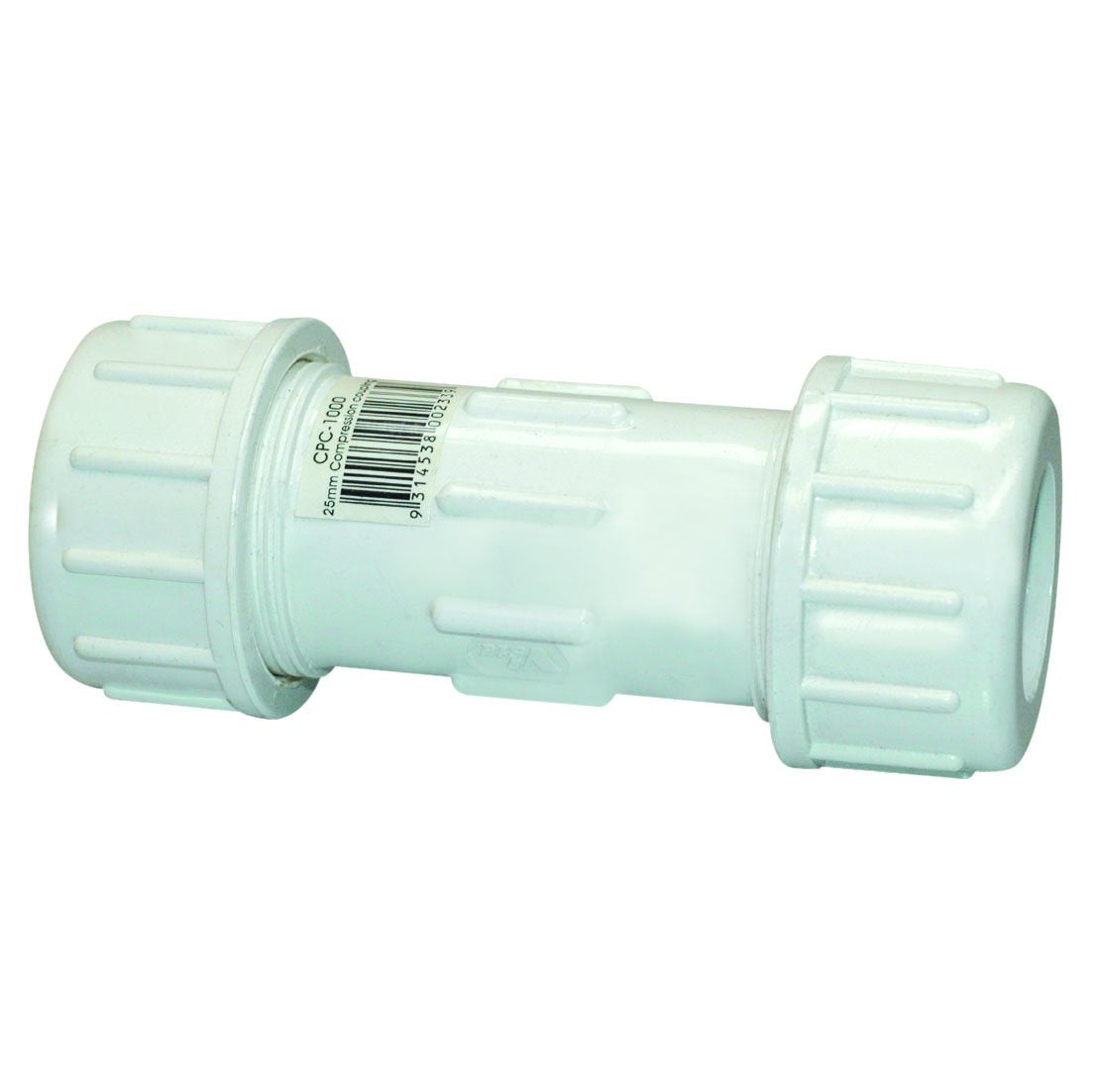 White PVC compression coupling fitting