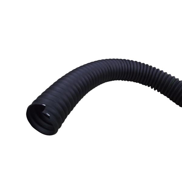 Black rubber ducting with steel wire helix