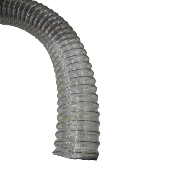 Clear polyurethane ducting with galvanised wire helix