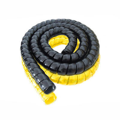 Yellow and black PVC spiral-wrap hose guard